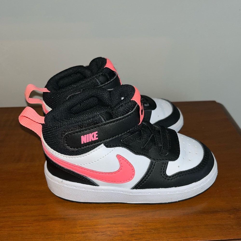 KIDS' NIKE INFANT & TODDLER COURT BOROUGH MID 2 SNEAKERS Unisex Black Pink - 7 - Picture 14 of 16